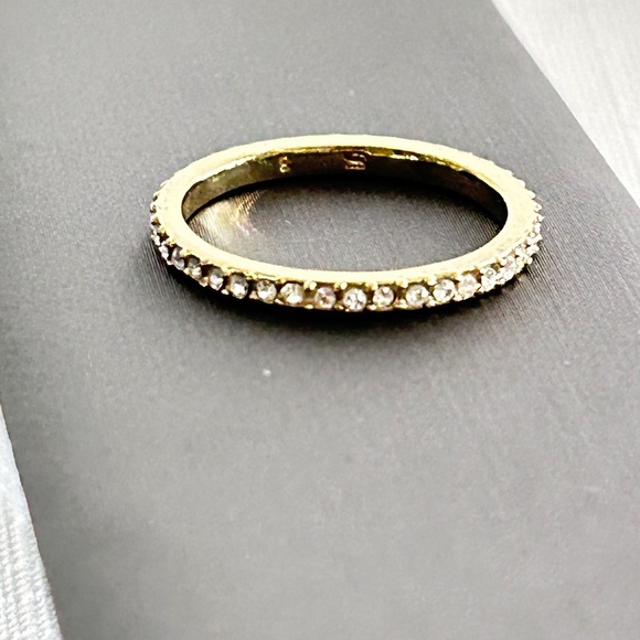 Infinity Band Ring Golde Tone Faux Diamonds  Mini Pave Forever Band - Picture 1 of 6